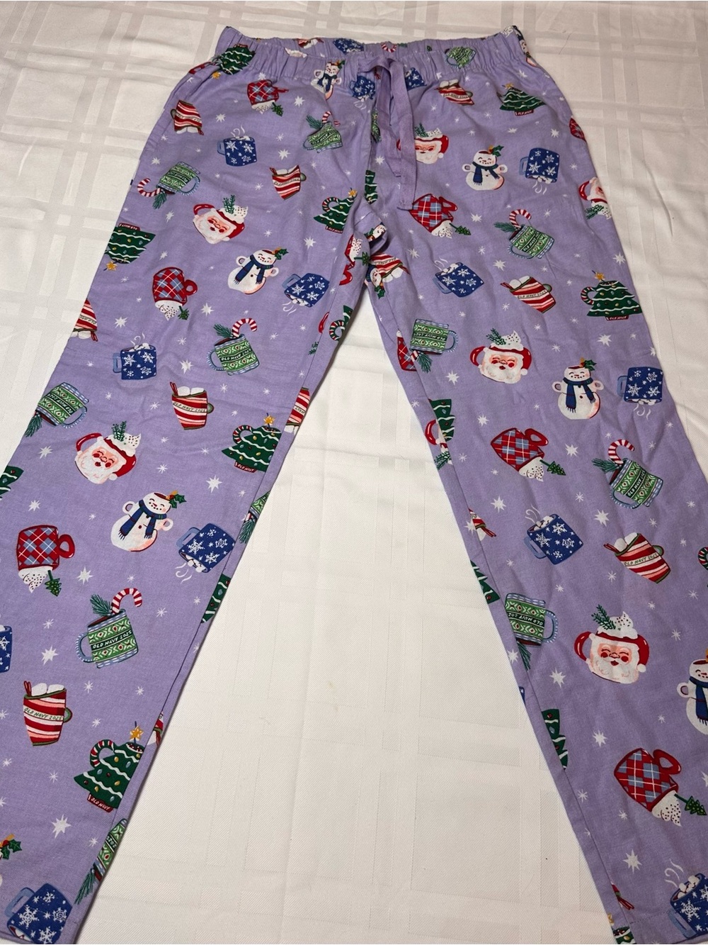 Old Navy Purple Holiday Cocoa Mugs Flannel Pajama Pants Size S NWOT
